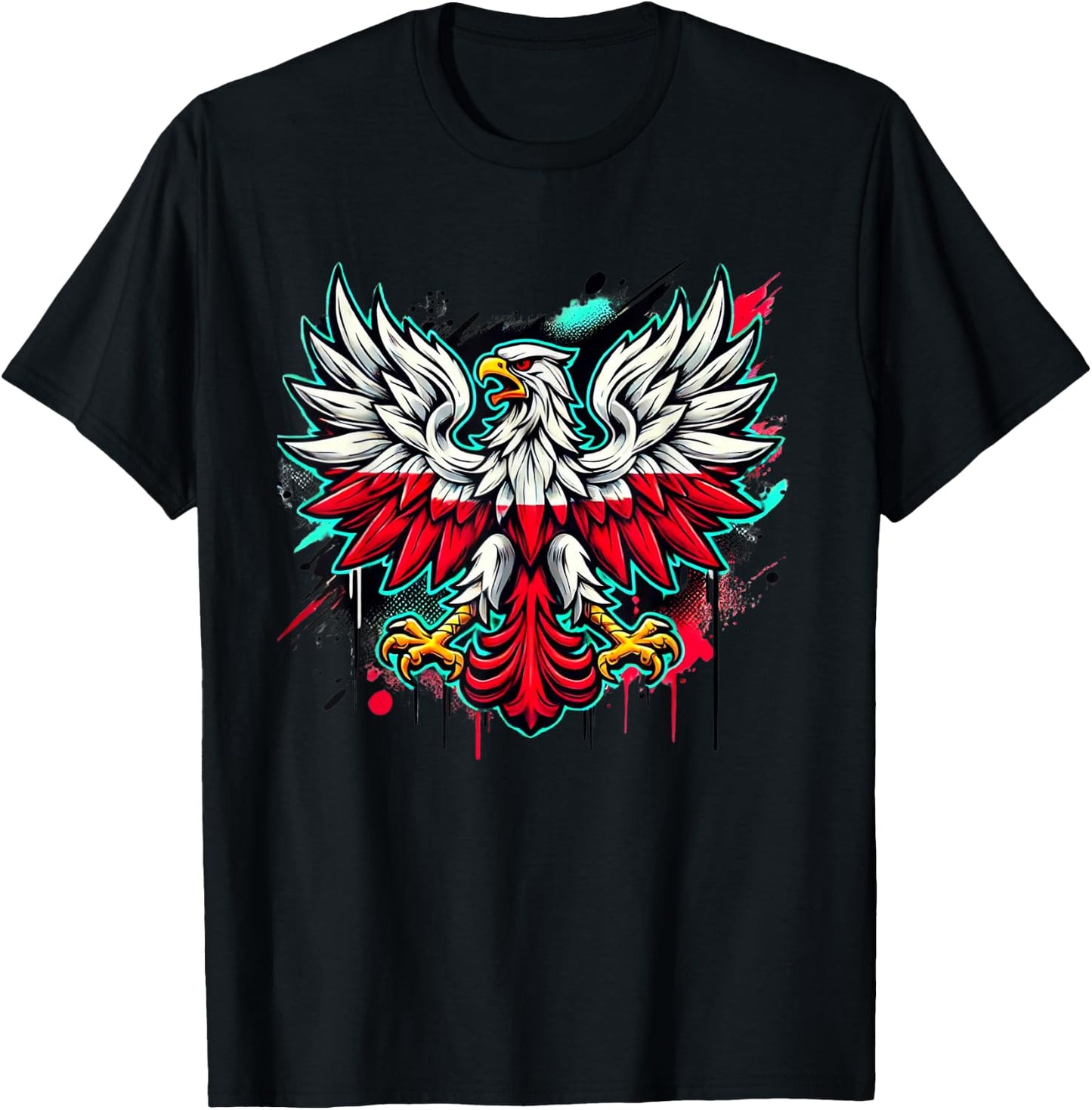Polish Eagle Graffiti Art, Polish Falcon Street Art, Polska T-Shirt - T-Shirt | Black