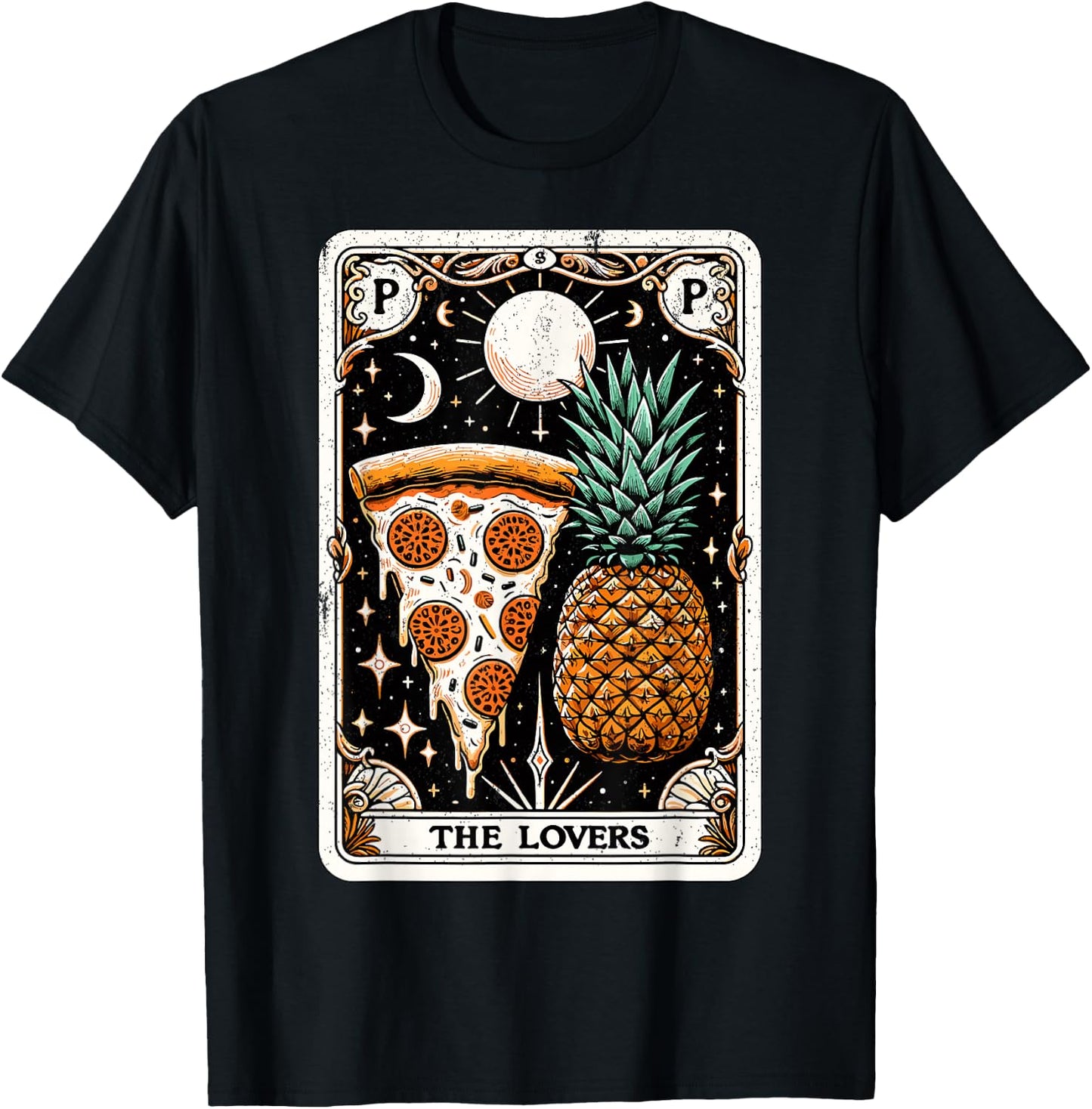 Pineapple Pizza Tarot Card Hawaii Pizza Lover Funny Pizza T-Shirt - T-Shirt | Black