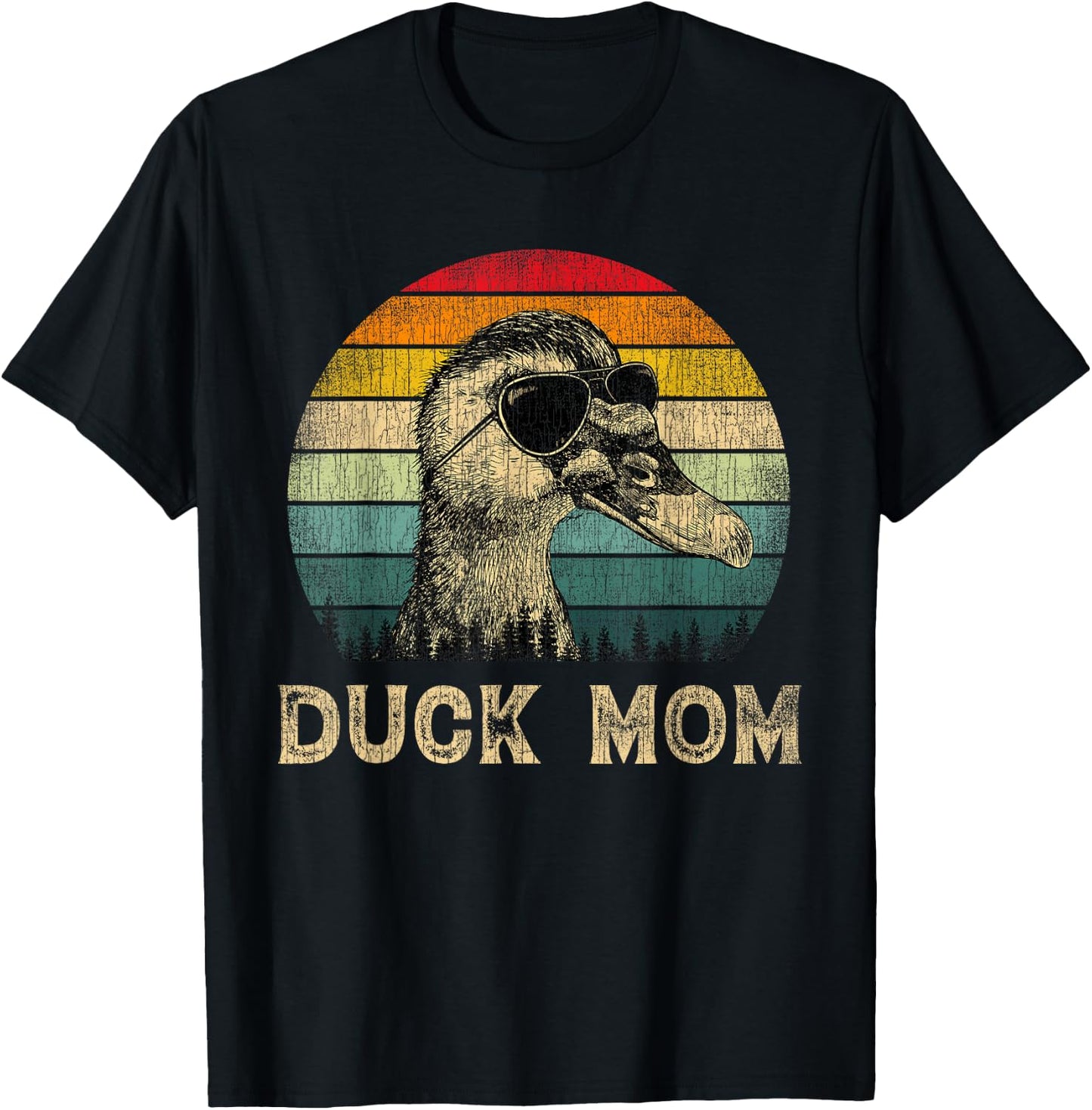 Vintage Duck Mom Duck Lovers Mommy Mother's Day T-Shirt - T-Shirt | Black