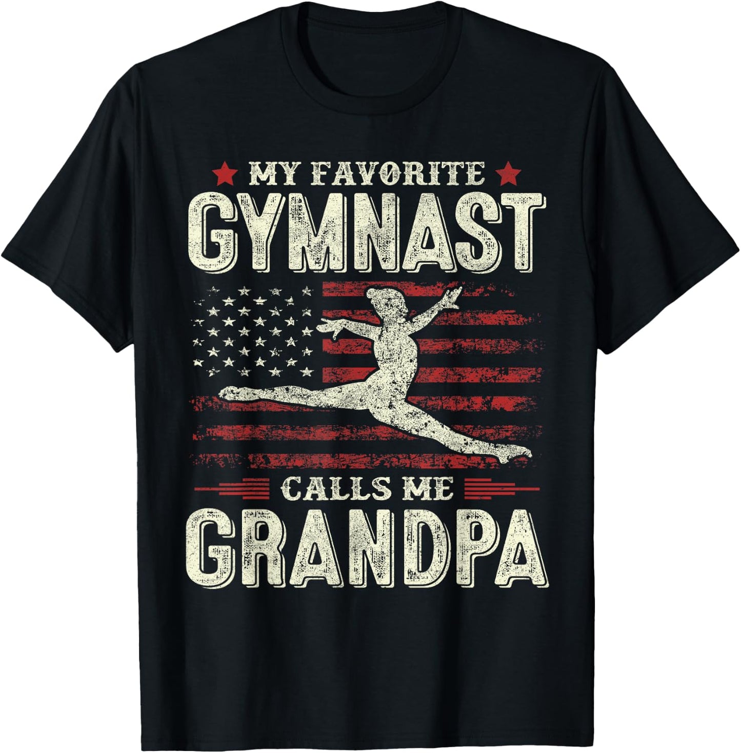 My Favorite Gymnast Calls Me Grandpa Gymnastics Fathers Day T-Shirt - T-Shirt | Black
