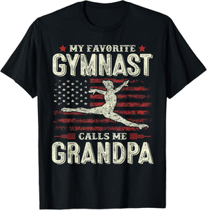 My Favorite Gymnast Calls Me Grandpa Gymnastics Fathers Day T-Shirt - T-Shirt | Black