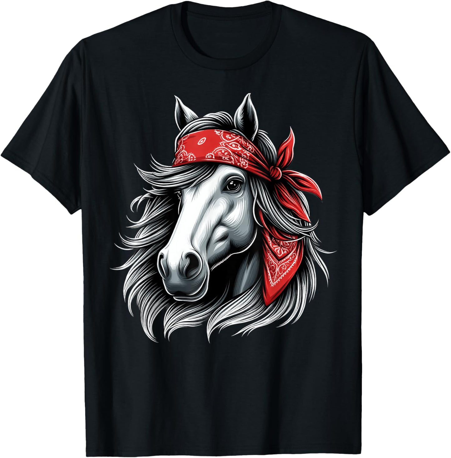 Horse Bandana T Shirt for Horseback Riding Horse Lover T-Shirt - T-Shirt | Black