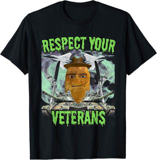 Chicken Nugget Man Face Cowboy Meme T-Shirt - T-Shirt | Black