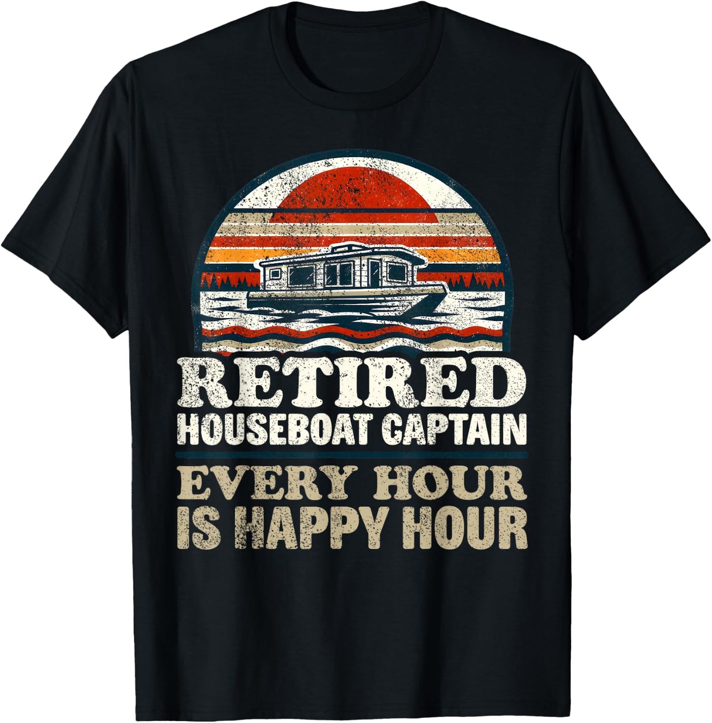 Retired Houseboat Captain Pensioner Houseboat T-Shirt - T-Shirt | Black