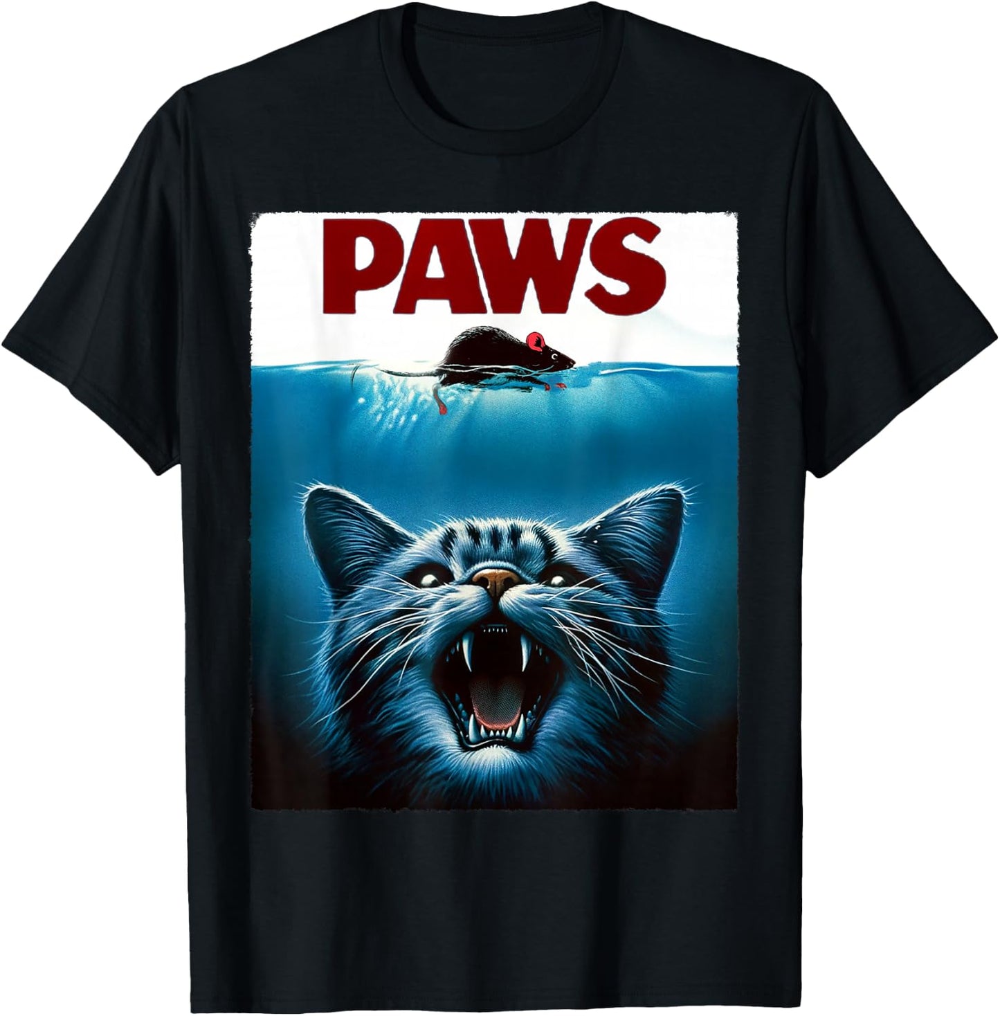 Paws Cat and Mouse Parody Funny Cat T-Shirt - T-Shirt | Black