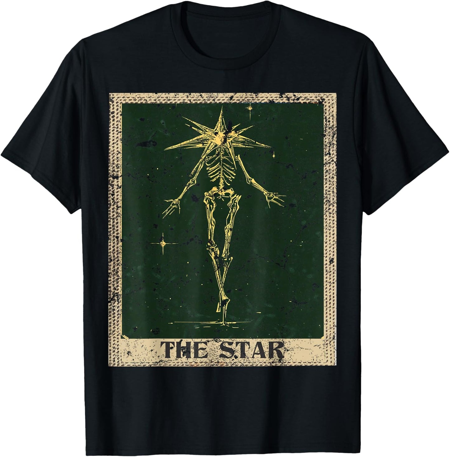 Vintage Distressed Grunge The Star Tarot Card T-Shirt - T-Shirt | Black