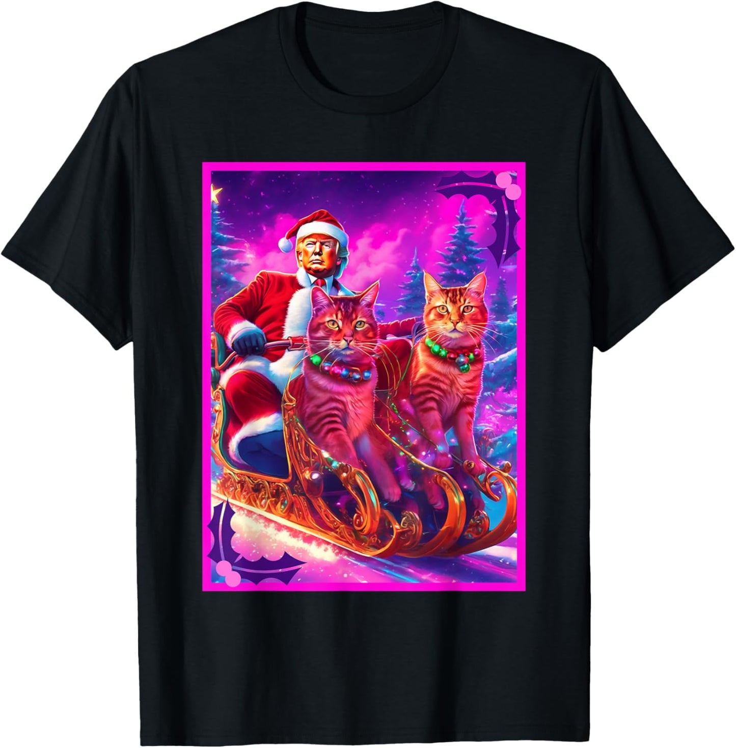 Funny Cat Lover Christmas Sweater Trump Ugly Christmas Women T-Shirt - T-Shirt | Black