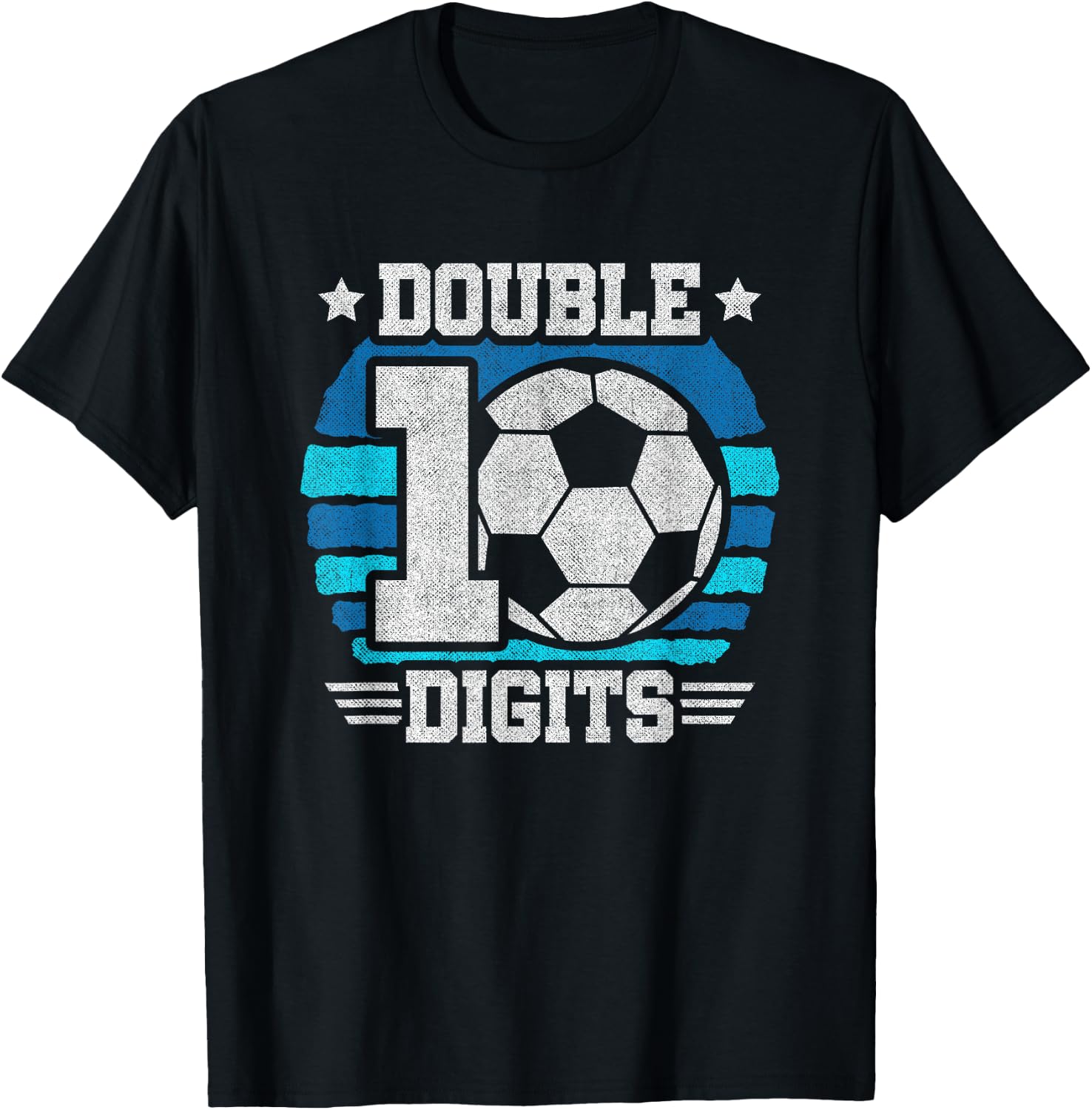 Double Digits 10th Birthday Soccer 10 Year Old Boy Birthday T-Shirt - T-Shirt | Black