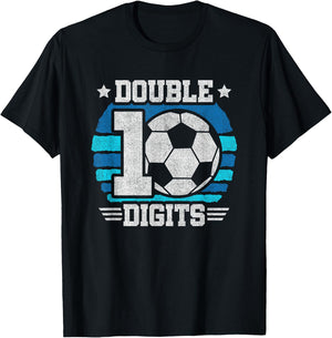 Double Digits 10th Birthday Soccer 10 Year Old Boy Birthday T-Shirt - T-Shirt | Black