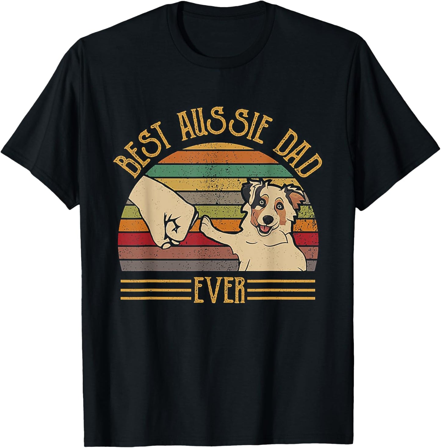 Best Aussie Dad Ever Retro Vintage Sunset T-Shirt - T-Shirt | Black