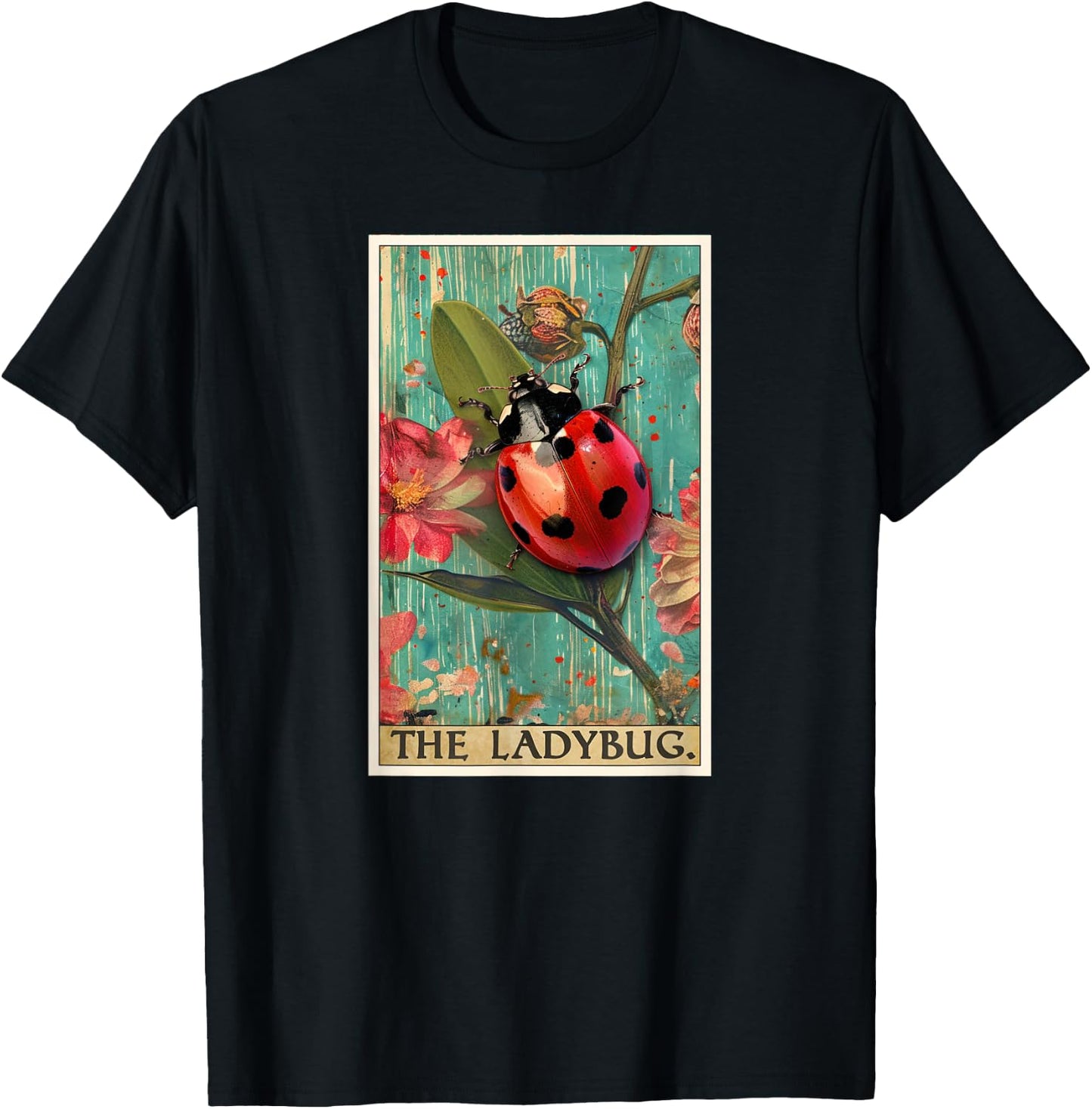 Ladybugs Ladybug Tarot Card T-Shirt - T-Shirt | Black