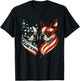 Patriotic Boston Terrier Dog Heart American Flag 4th Of July Men Women T-Shirt - T-Shirt | Black