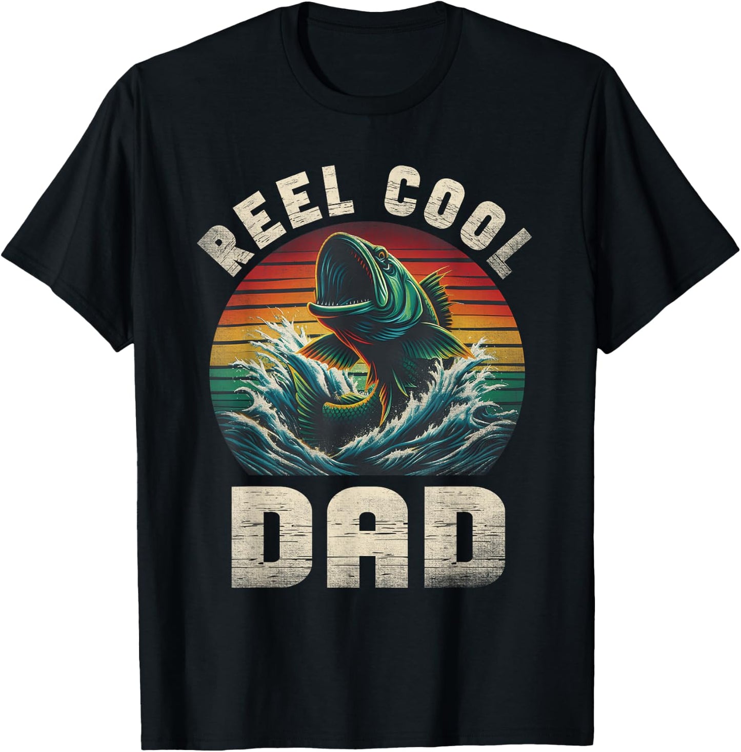 Reel Cool Dad Fishing Daddy Father's Day Fisherman Fish T-Shirt - T-Shirt | Black
