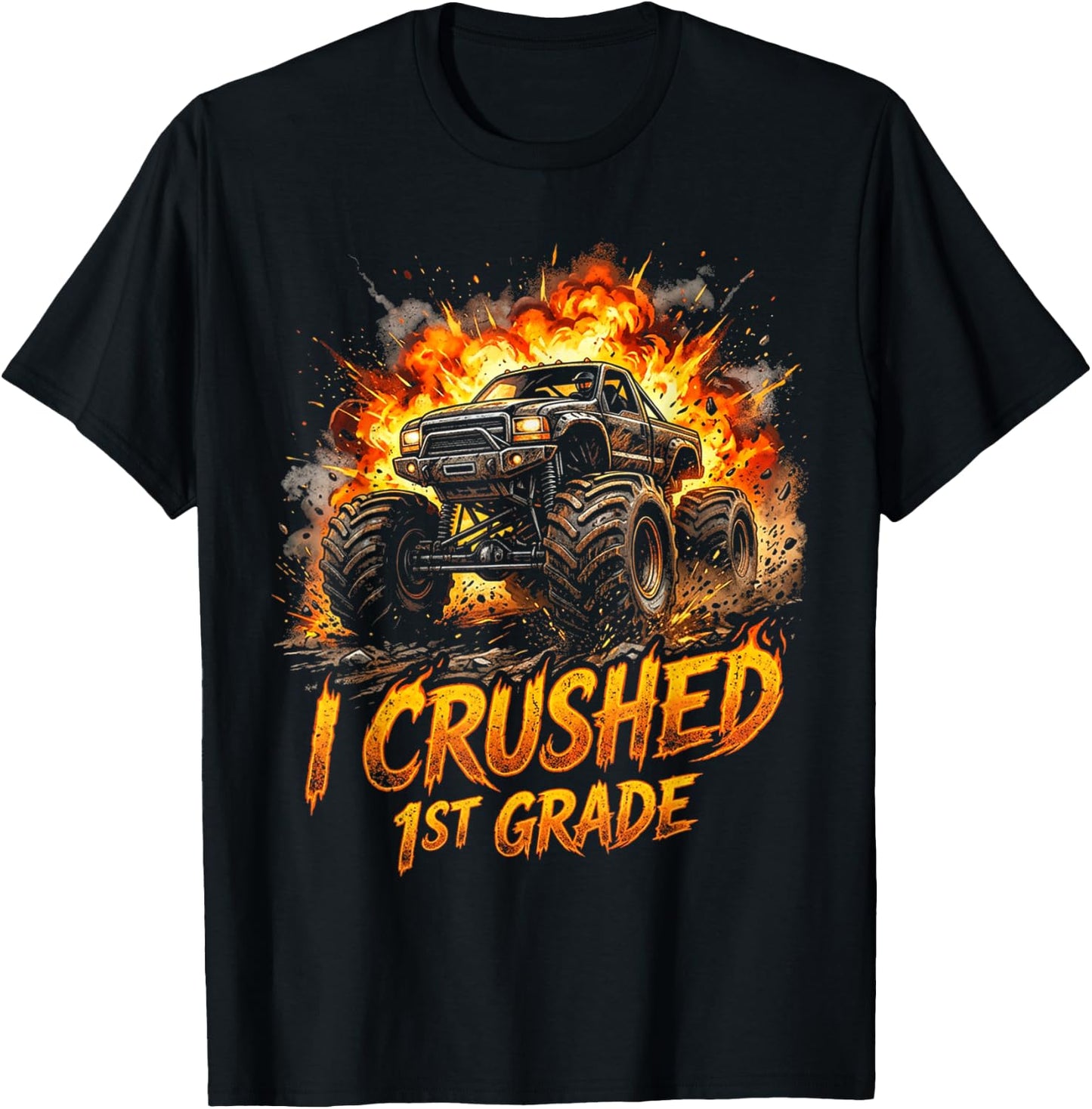 I Crushed 1st Grade Monster Truck Graduation Boys T-Shirt - T-Shirt | Black