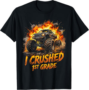 I Crushed 1st Grade Monster Truck Graduation Boys T-Shirt - T-Shirt | Black