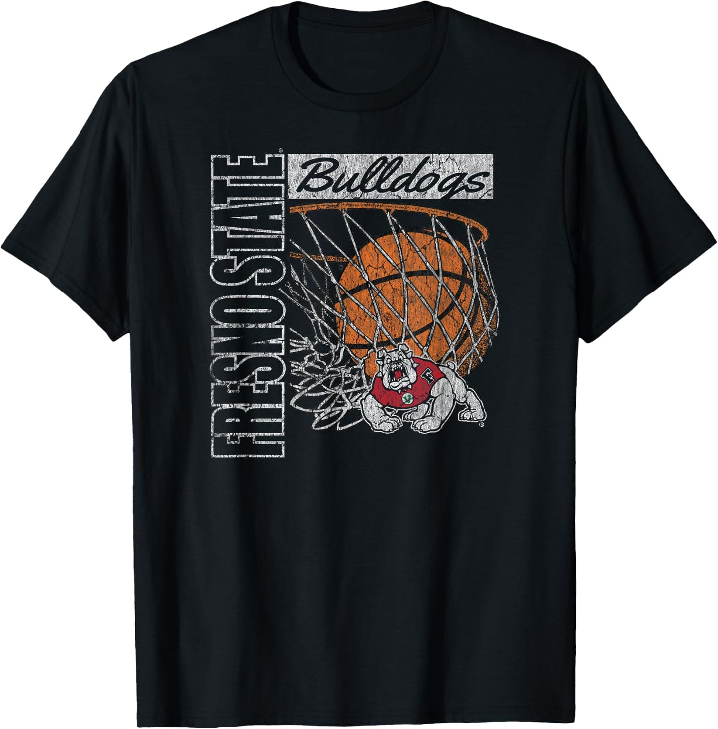 Fresno State Bulldogs Vintage Basketball 90's Navy T-Shirt - T-Shirt | Black
