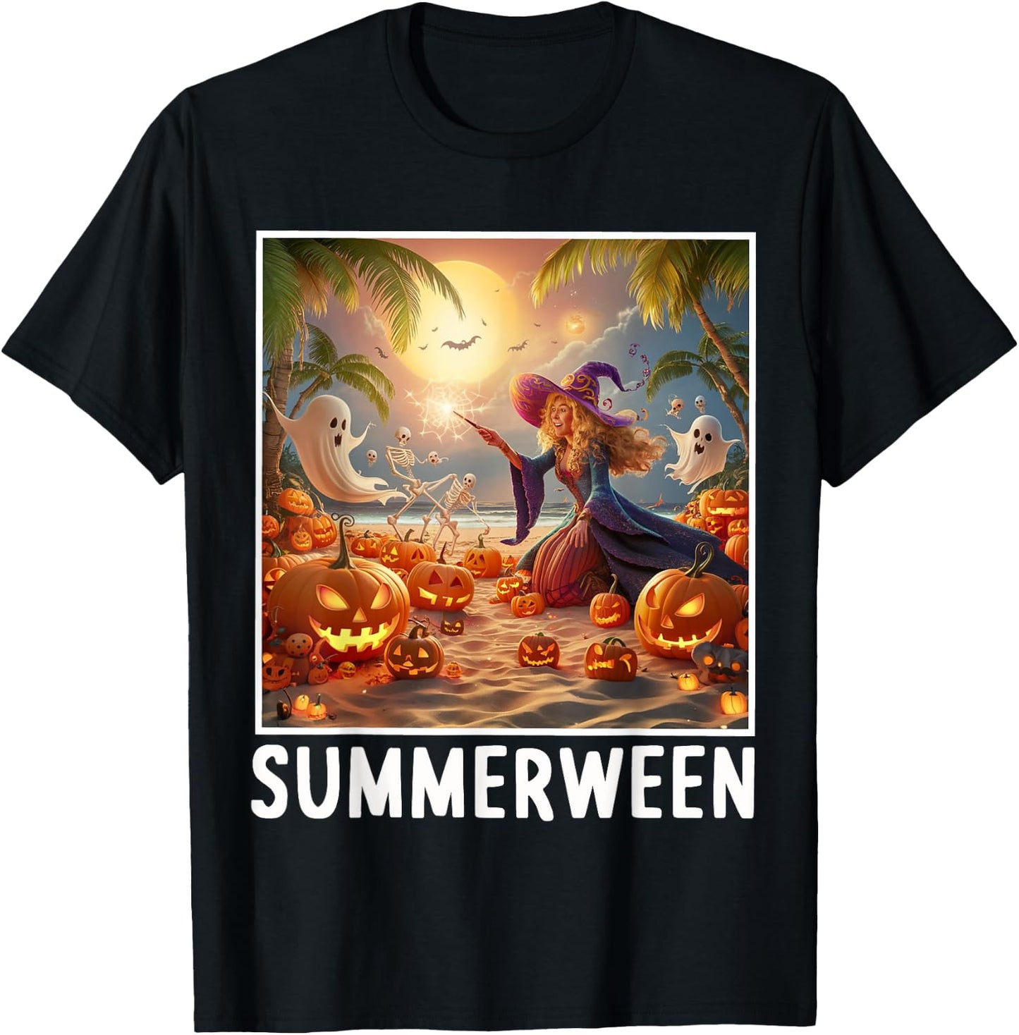 Summerween Vibes Halloween Summer Celebrate T-Shirt - T-Shirt | Black