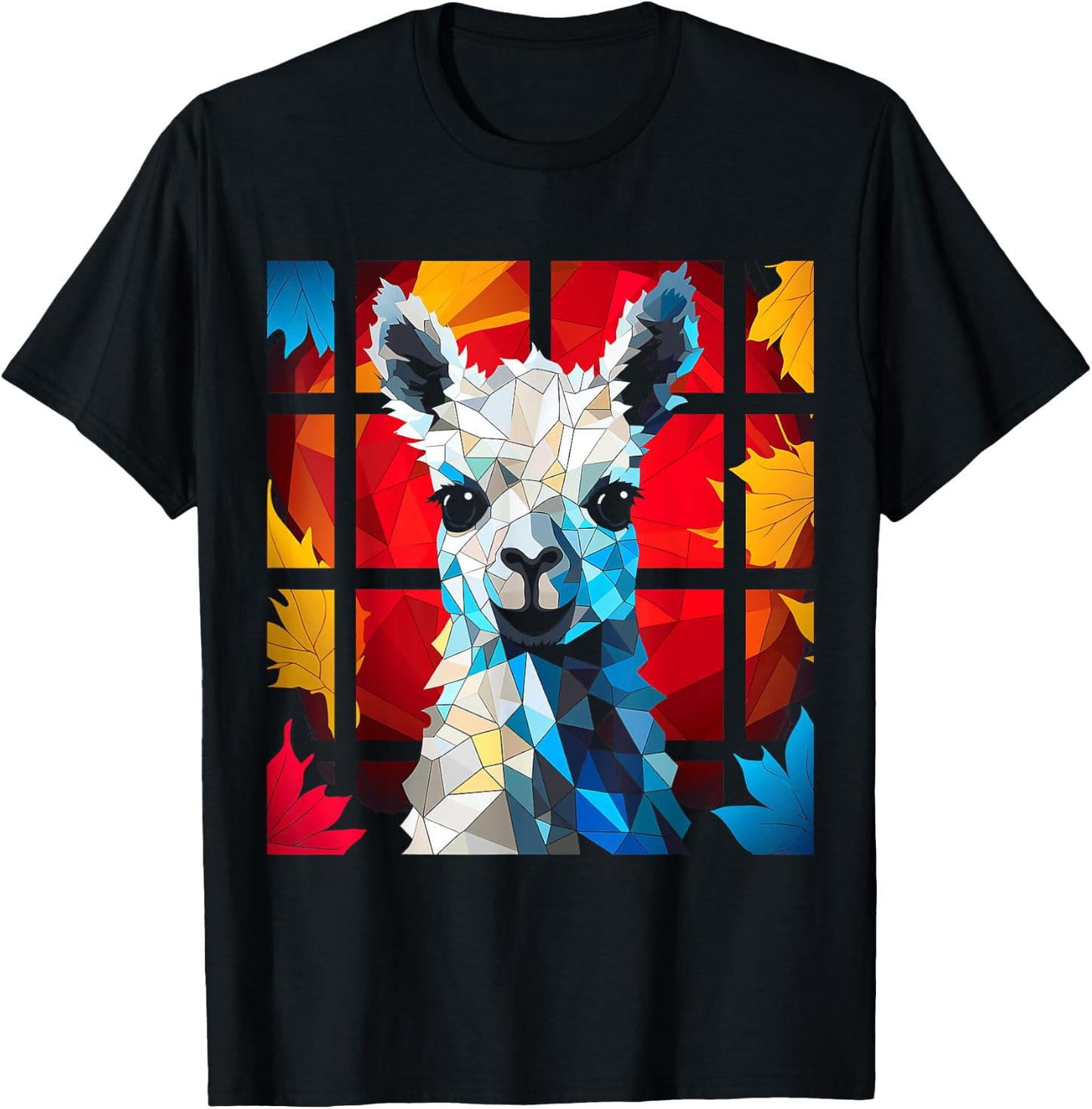 Alpaca Polygon Animal Zoo Artwork Llama T-Shirt - T-Shirt | Black