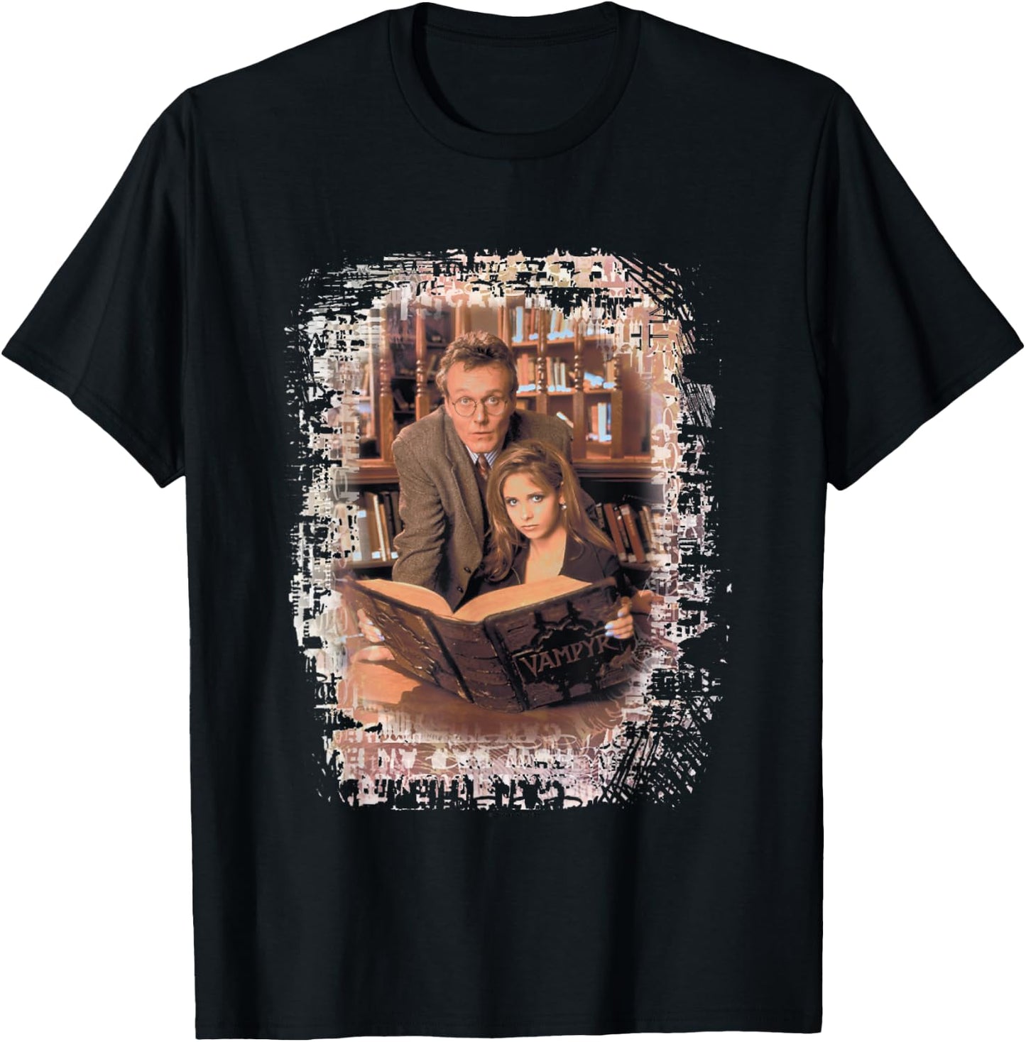 Buffy The Vampire Slayer Buffy & Giles Library Duo Vignette T-Shirt - T-Shirt | Black