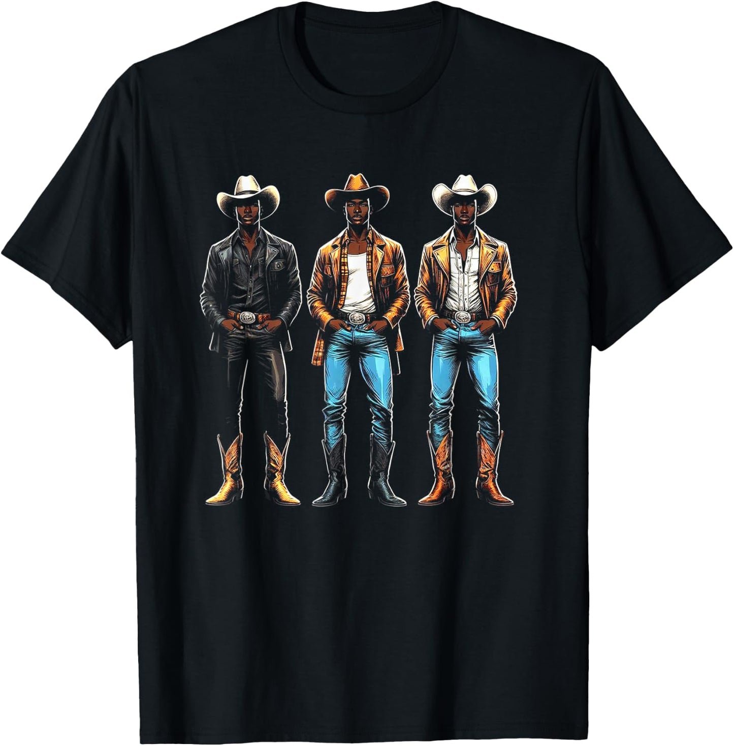Black Cowboy Western Rodeo Melanin Black History Texas Men T-Shirt - T-Shirt | Black