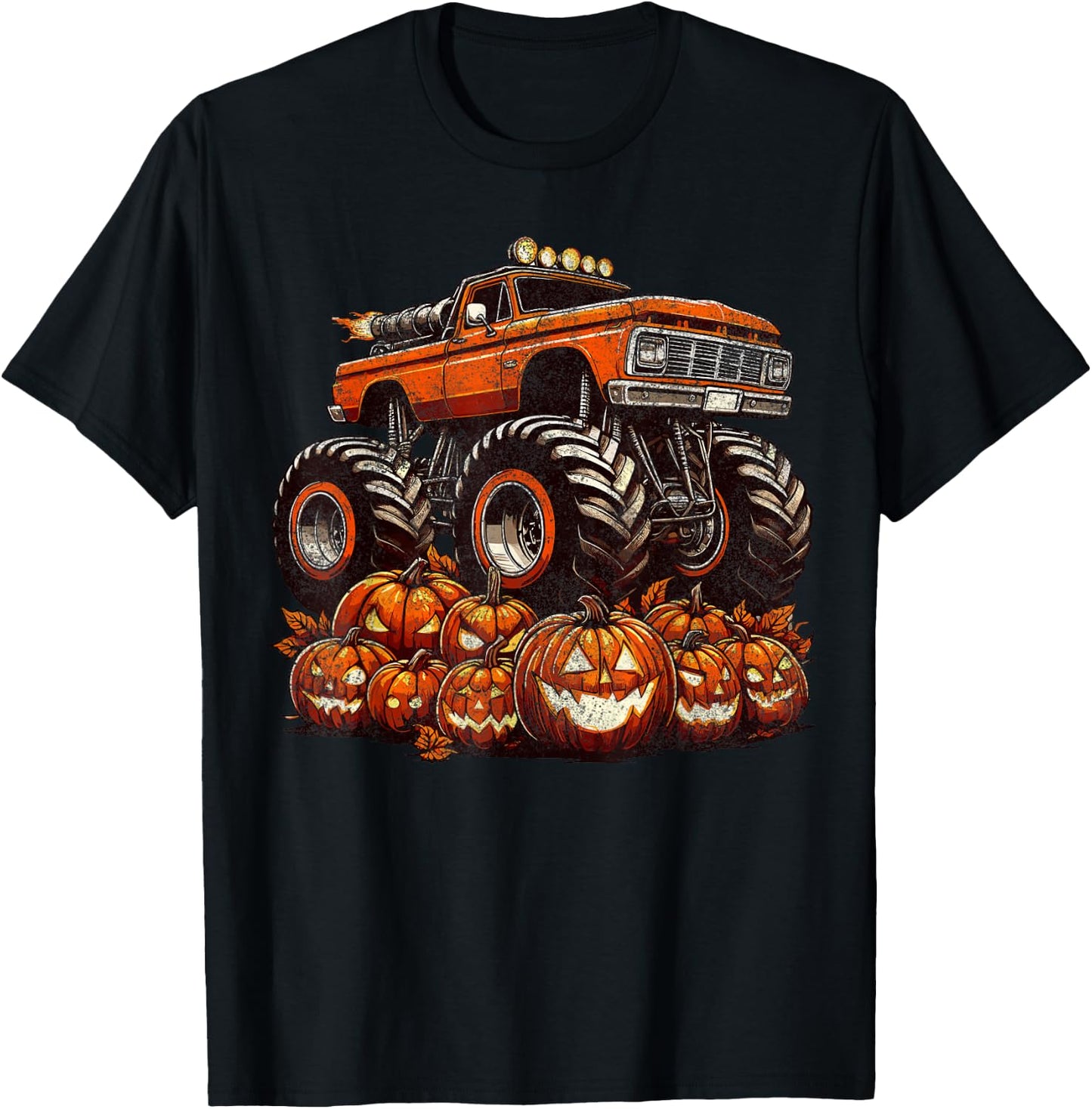 Halloween Monster Truck Boys Pumpkin Halloween T-Shirt - T-Shirt | Black