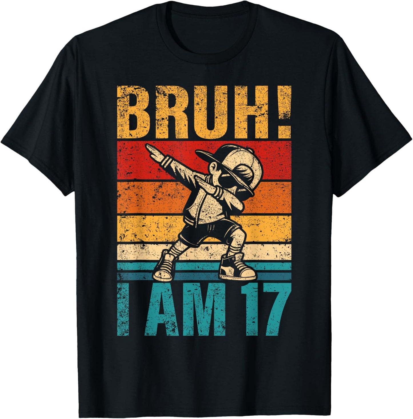 17 Year Old Birthday Dabbing Boy Bruh It's My 17th Birthday T-Shirt - T-Shirt | Black