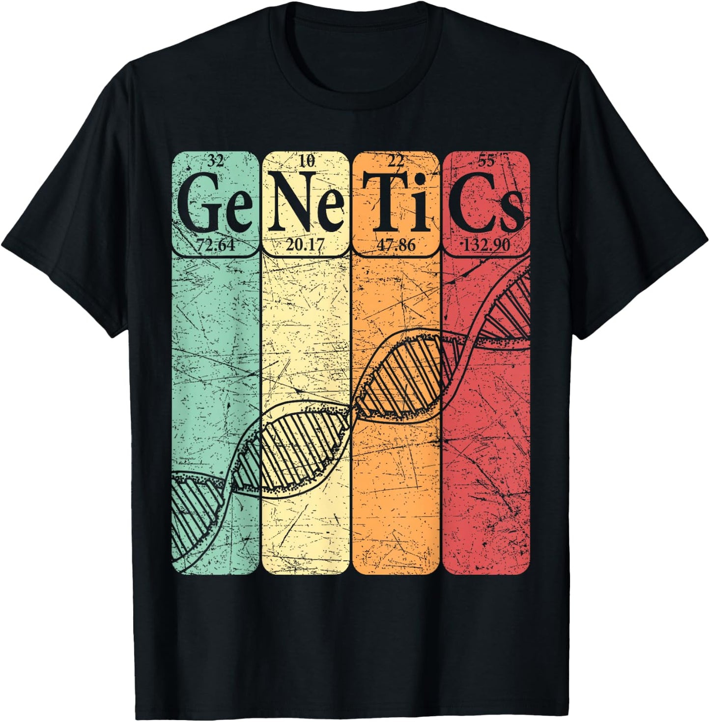 DNA Genetics Periodic Table Elements Biologist Retro Genetic T-Shirt - T-Shirt | Black