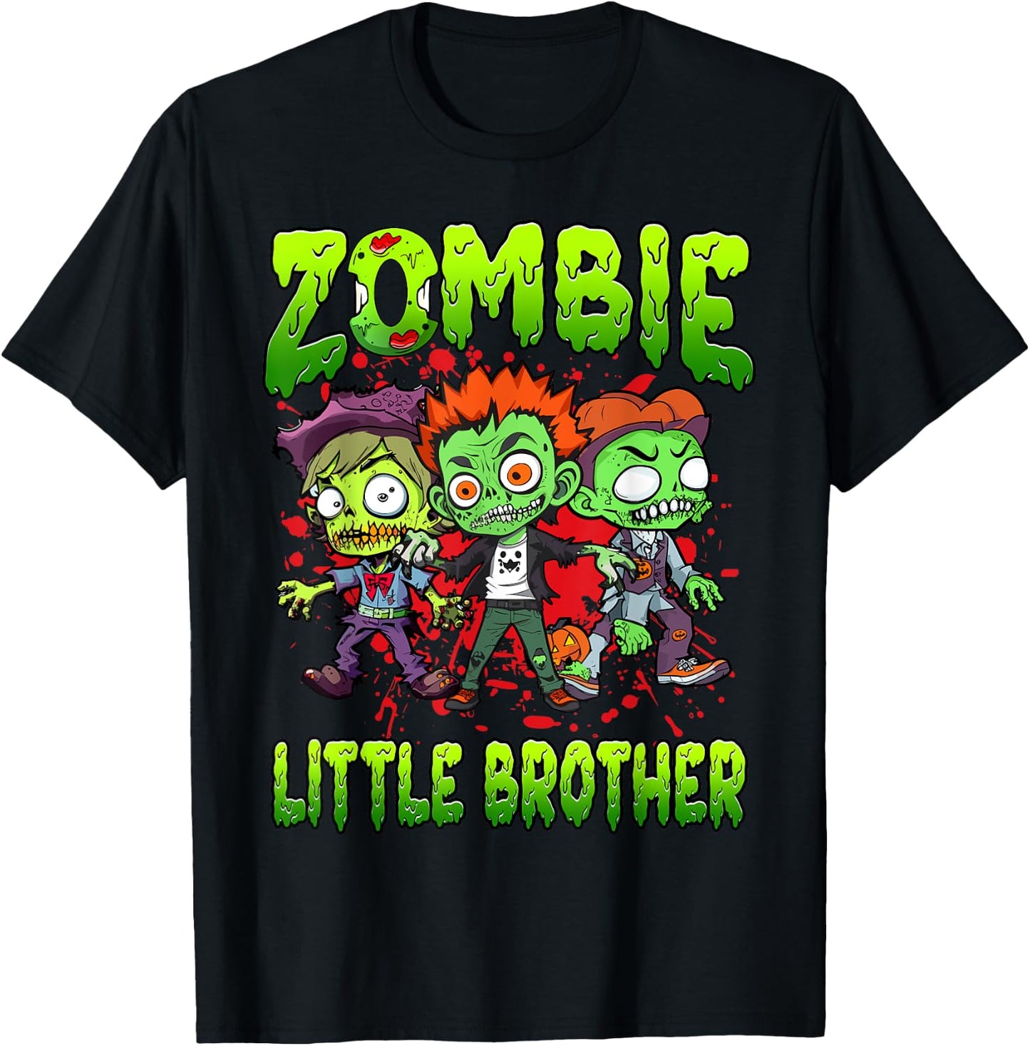 Zombie Little Brother Halloween Costume Family Matching T-Shirt - T-Shirt | Black
