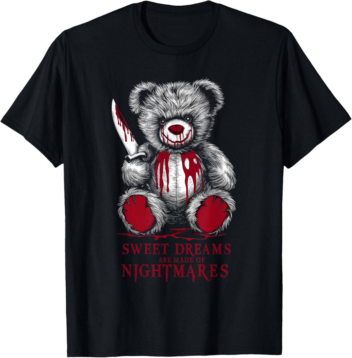 Terrifying Teddy Spooky Plush Horror Teddy Bear Scary T-Shirt - T-Shirt | Black