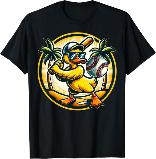 Funny Duck Baseball Shirt Kids Men Women Boys Girls Softball T-Shirt - T-Shirt | Black