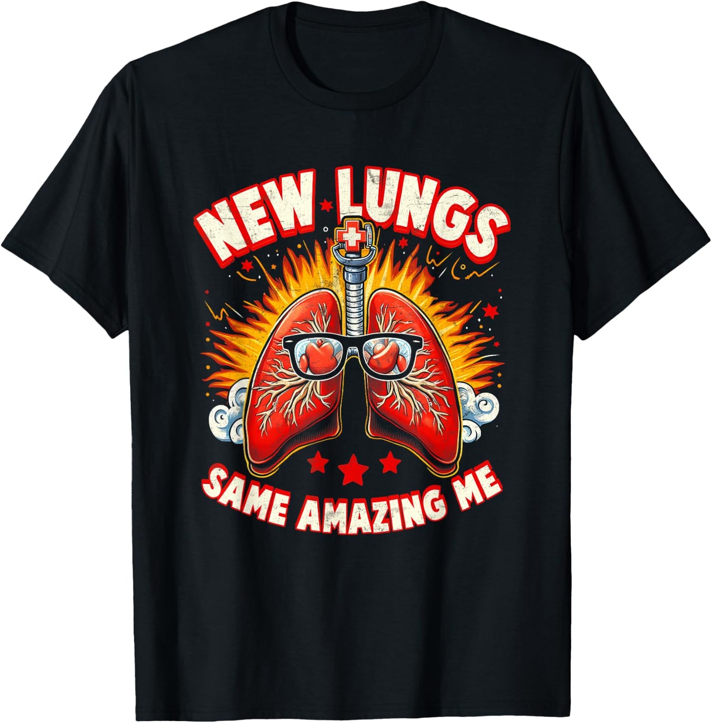 New Lungs Same Amazing Me Lung Nerd Pulmonologist Biology T-Shirt - T-Shirt | Black