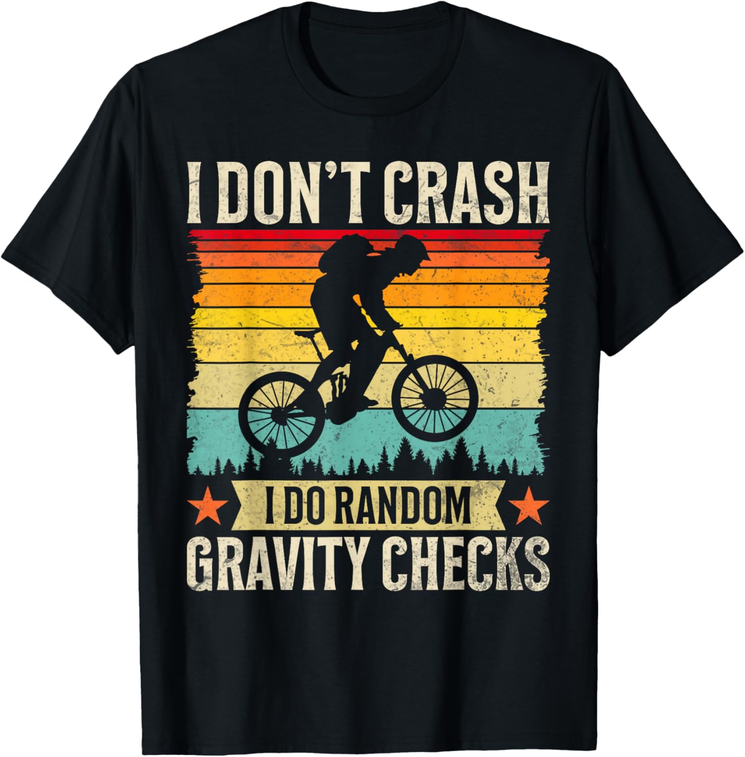 Mountain Bike Gravity Check Funny Downhill Crash T-Shirt - T-Shirt | Black