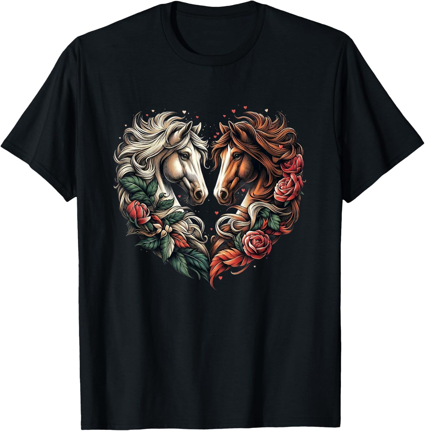 Horse Love Heart Equestrian Horse Rider Lovers T-Shirt - T-Shirt | Black