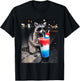 4th of July Raccoon Drinking Patriotic Slushie Popsicle Meme T-Shirt - T-Shirt | Black