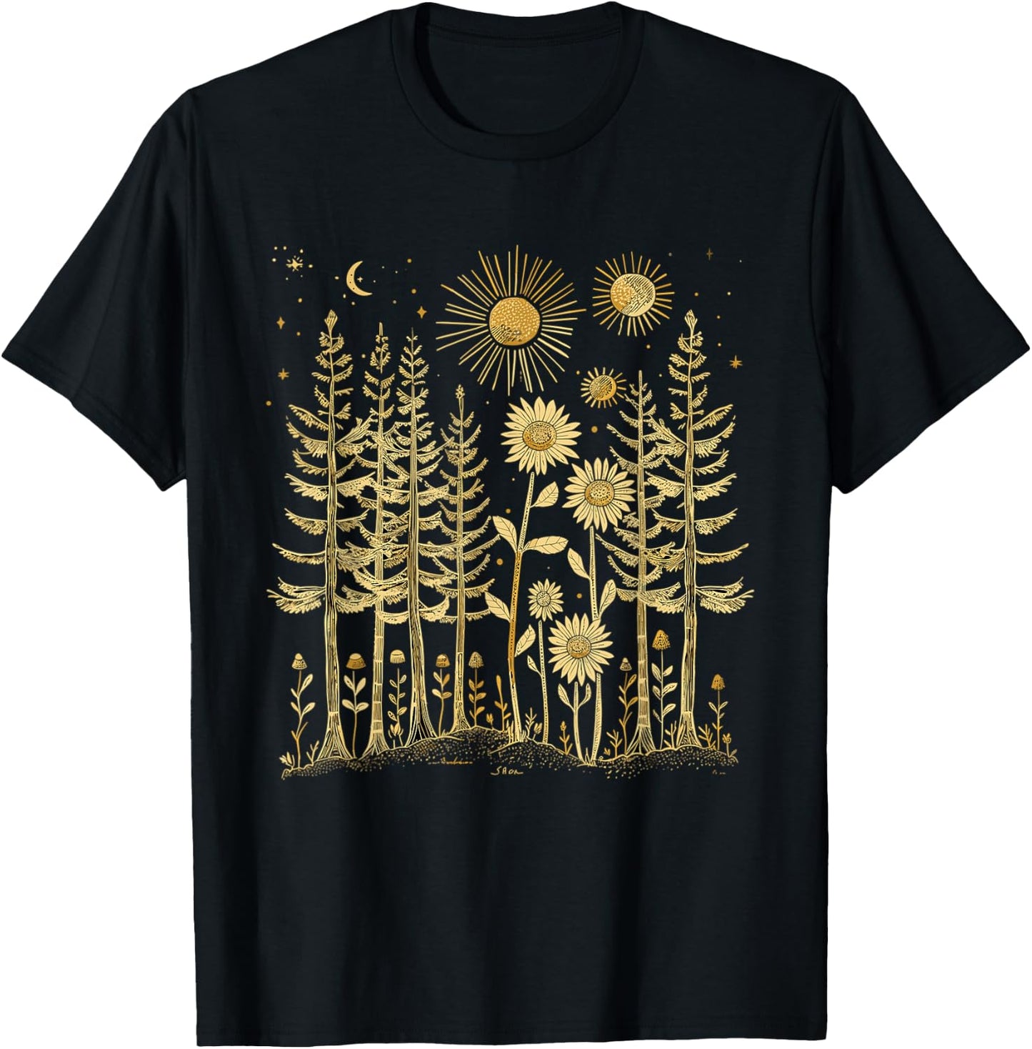 Wildlife Trees Nature Pine Tree Forest Outdoor T-Shirt - T-Shirt | Black