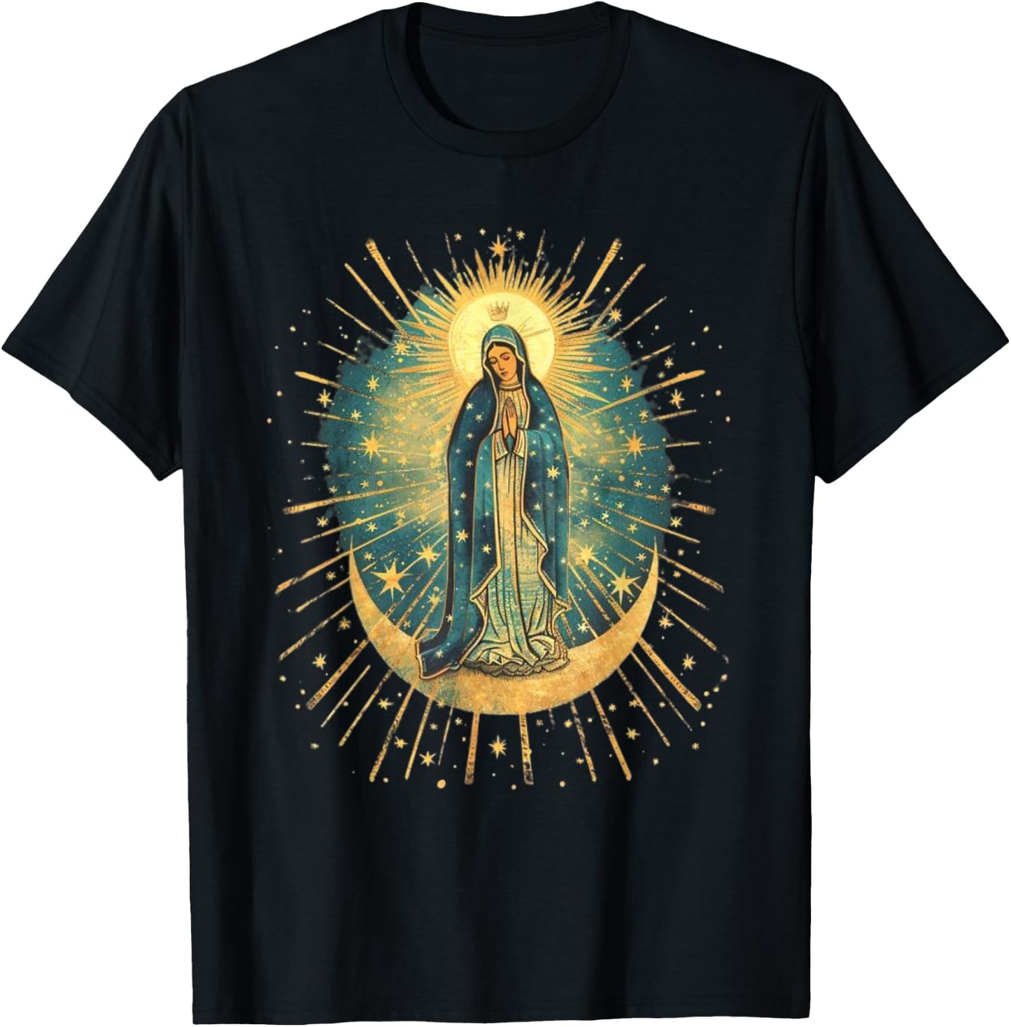 Our Lady De Guadalupe Sant Mary For Christians, Catholics T-Shirt - T-Shirt | Black