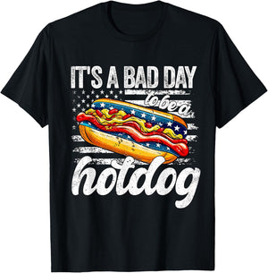 Its A Bad Day To Be A Hotdog 4th Of July Funny Hotdog T-Shirt - T-Shirt | Black
