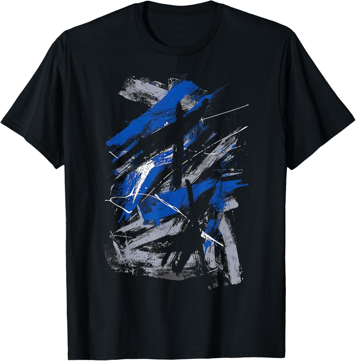 Blue and Black Urban Art Graphic T-Shirt - T-Shirt | Black