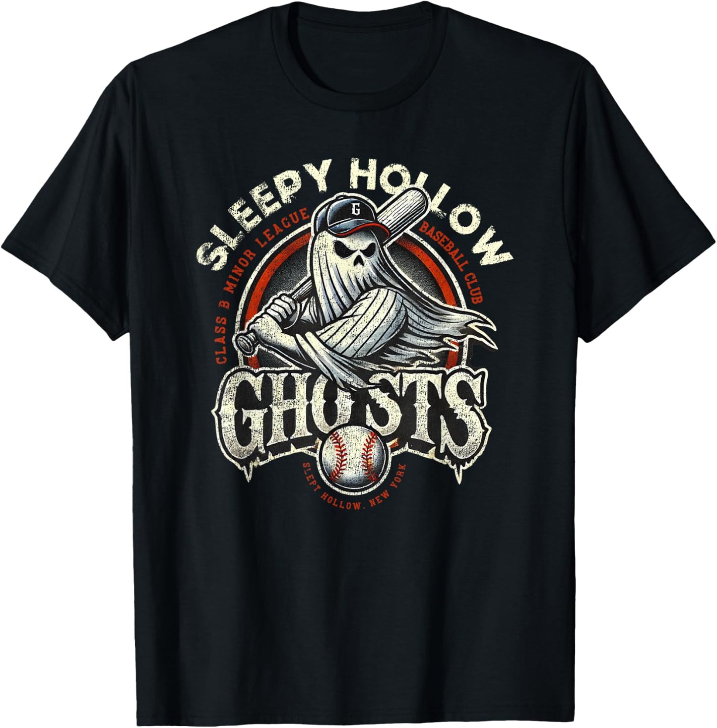 Halloween Sleepy Hollow Ghosts Minor League Baseball T-Shirt - T-Shirt | Black