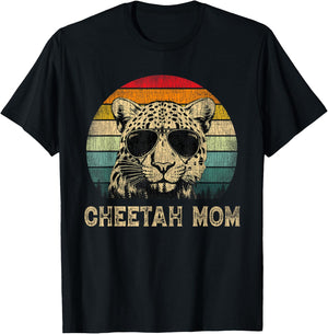 Vintage Cheetah Mom Cheetah Lovers Mommy Mother's Day T-Shirt - T-Shirt | Black