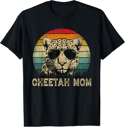 Vintage Cheetah Mom Cheetah Lovers Mommy Mother's Day T-Shirt - T-Shirt | Black