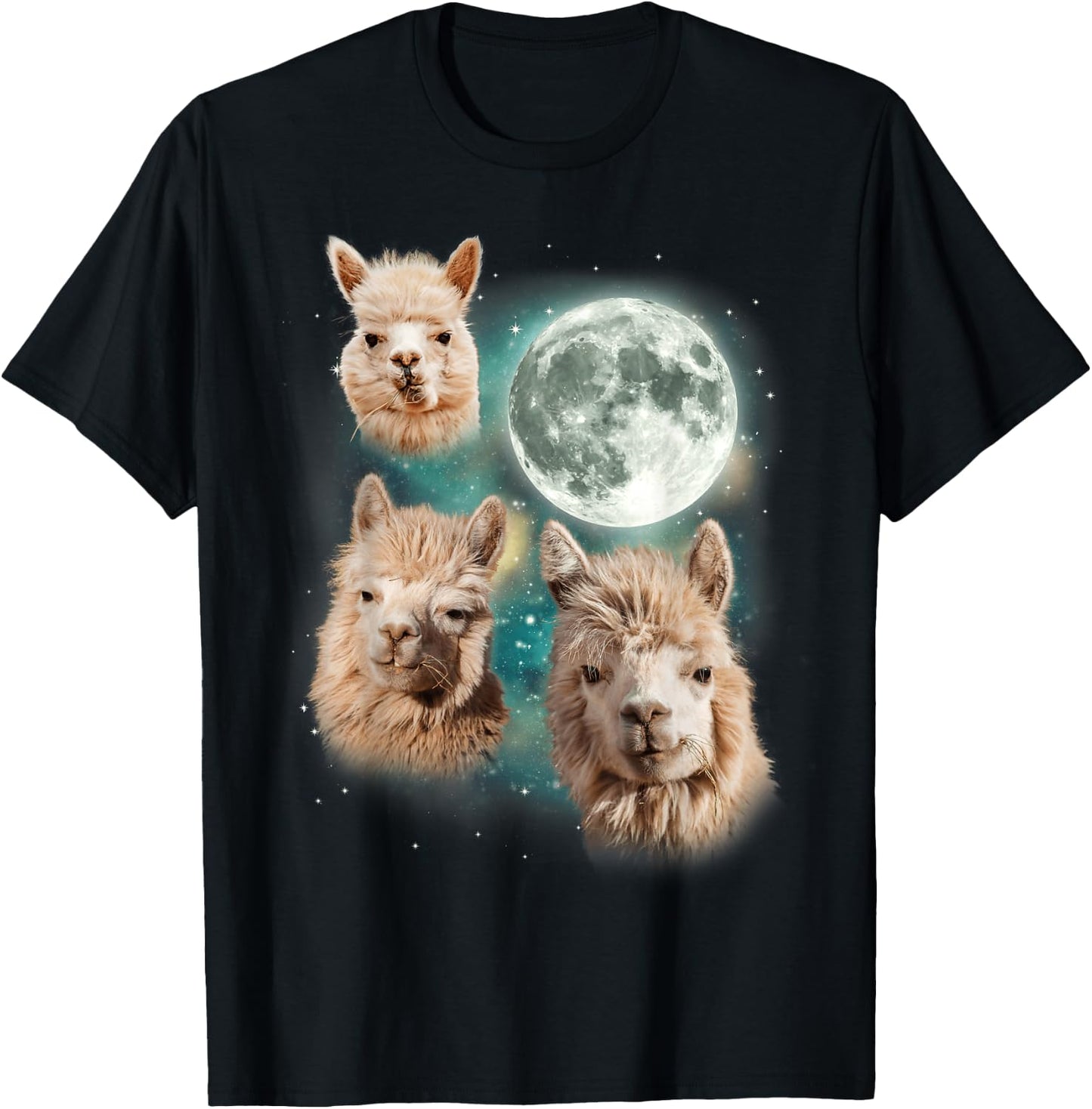 Three Alpacas Howling At The Moon | Alpaca Farm Owner Parody T-Shirt - T-Shirt | Black