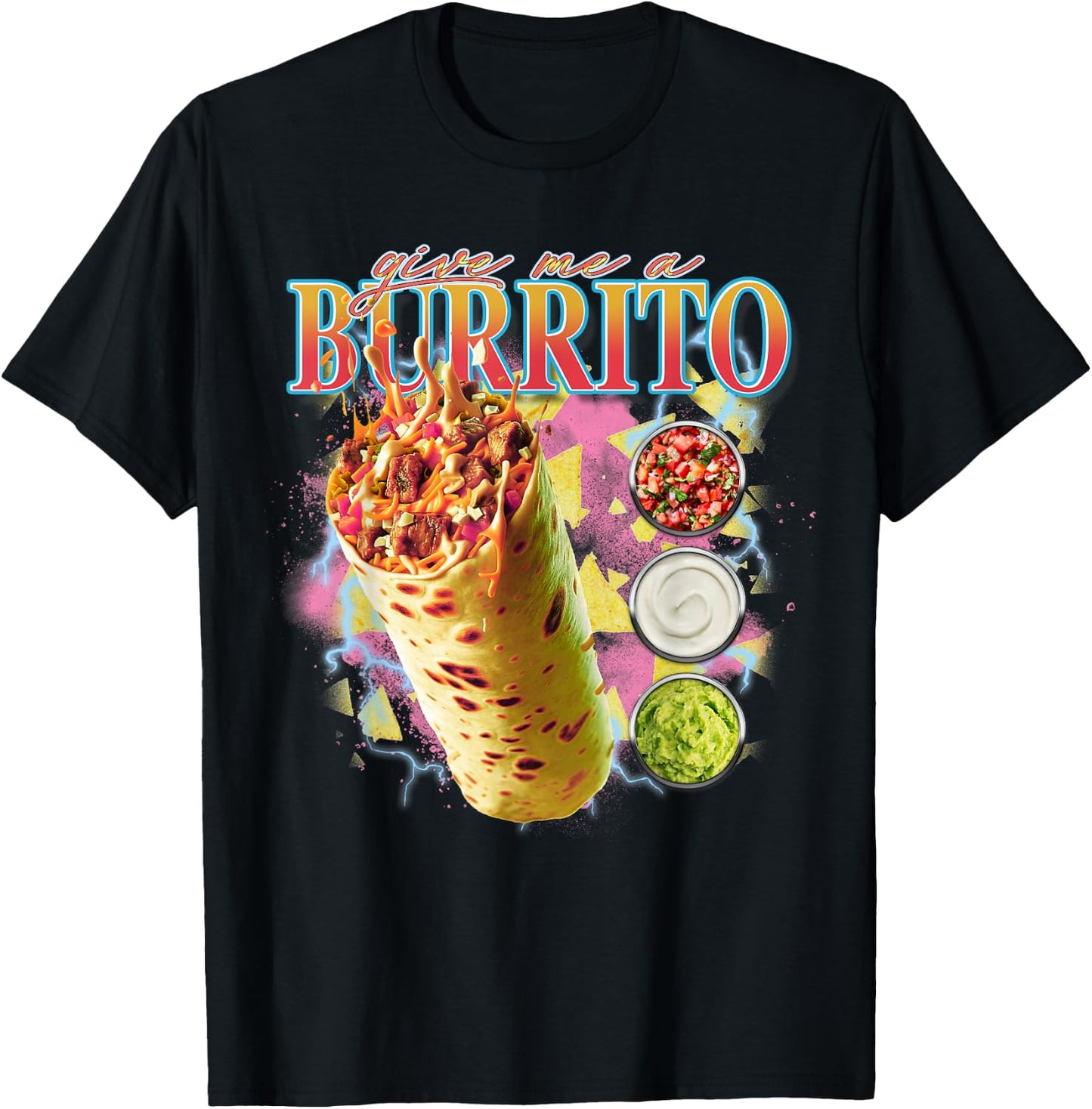 Give Me A Burrito 90s Bootleg Rap Rock Concert T-Shirt - T-Shirt | Black