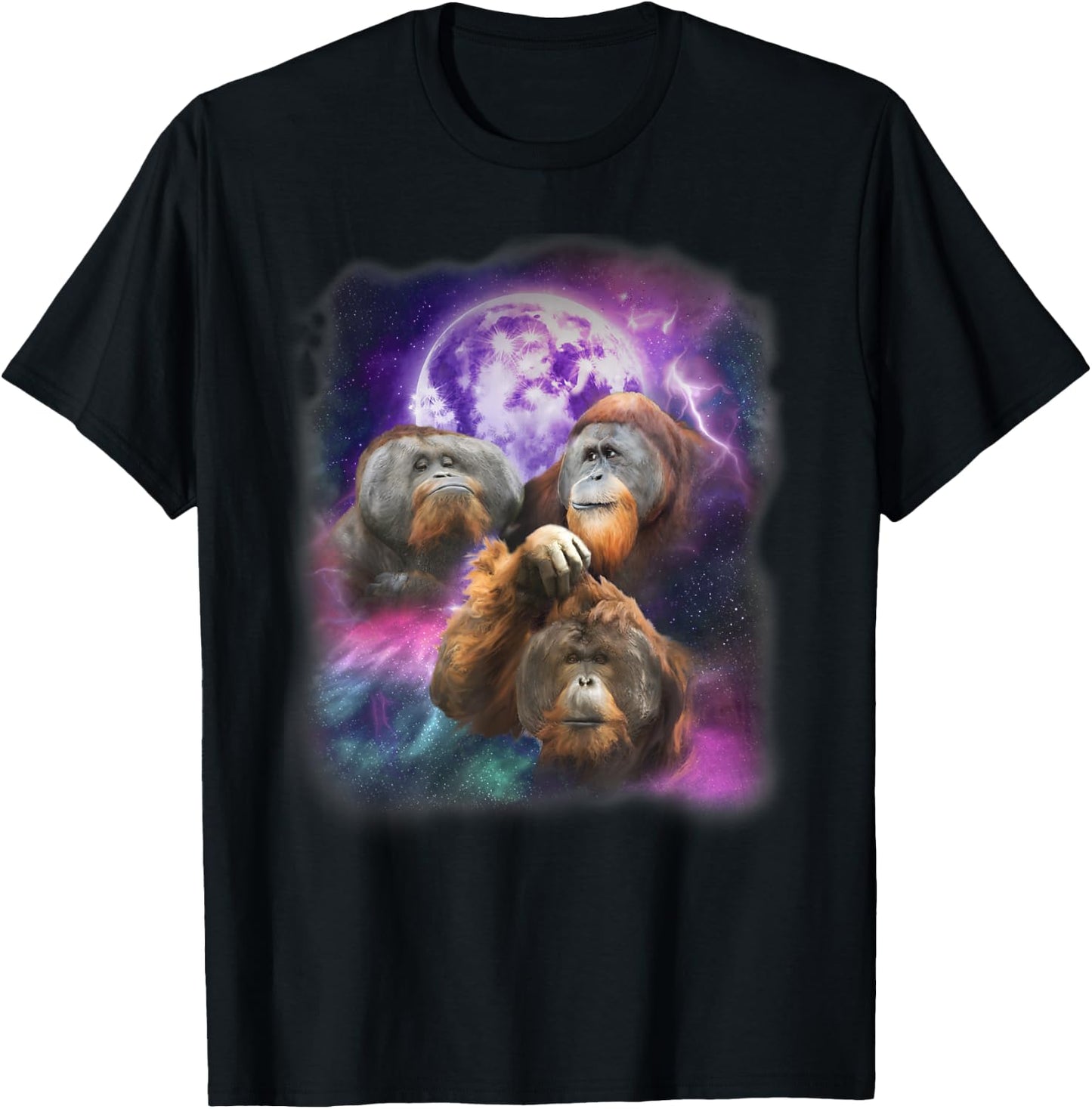 Orangutans Howling at the Moon Shirt - Funny Orangutan T-Shirt - T-Shirt | Black