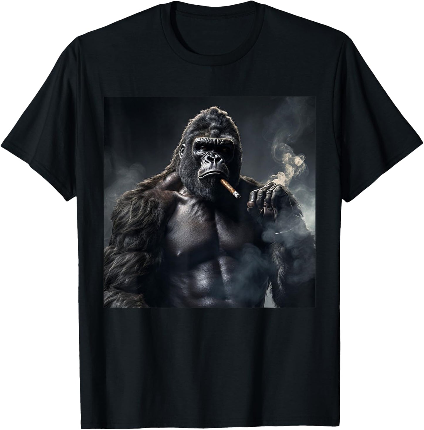 Funny Monkey Cigar Gorilla Smoking Cigarette Animal Lover T-Shirt - T-Shirt | Black