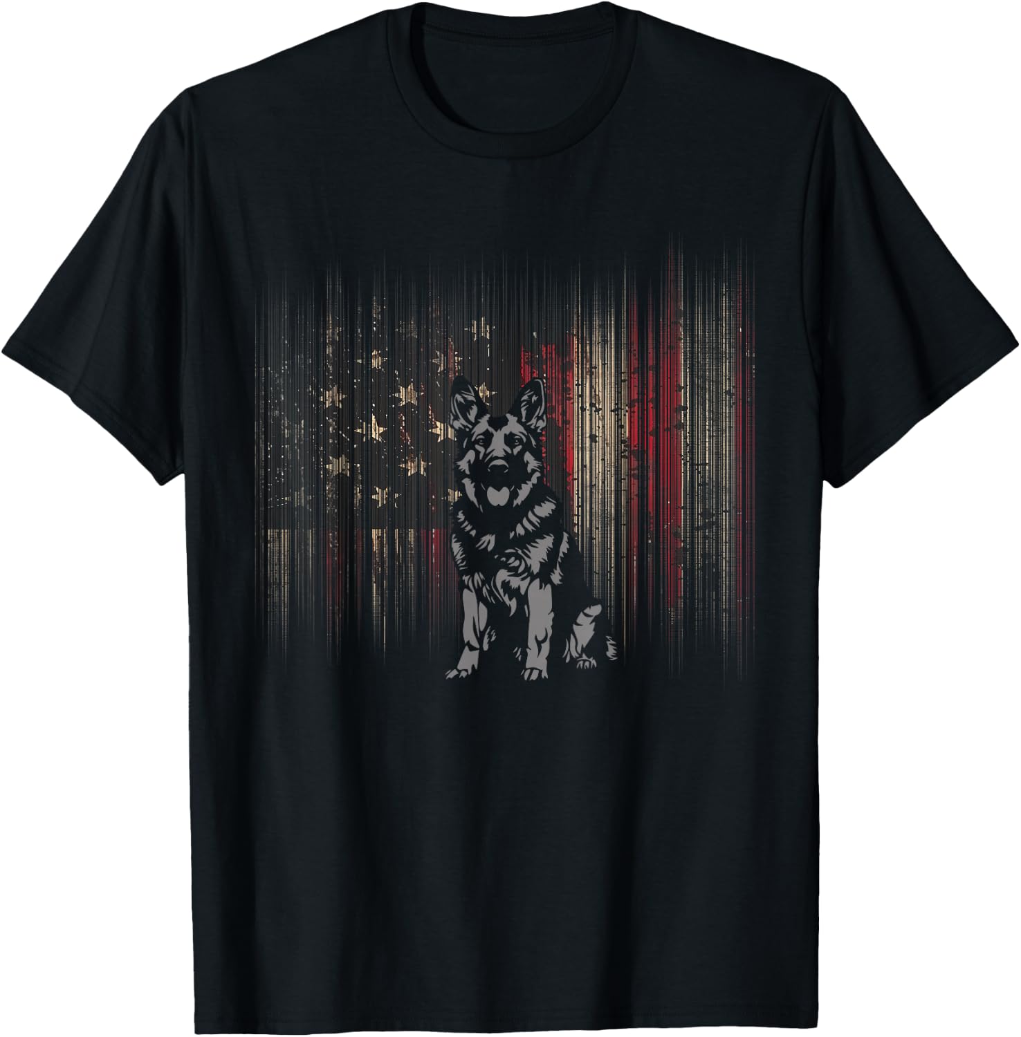American Flag German Shepherd Dog T-Shirt - T-Shirt | Black