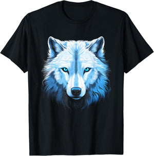 Arctic Wolf Face Wolves Art Motif T-Shirt - T-Shirt | Black