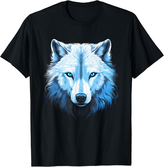 Arctic Wolf Face Wolves Art Motif T-Shirt - T-Shirt | Black
