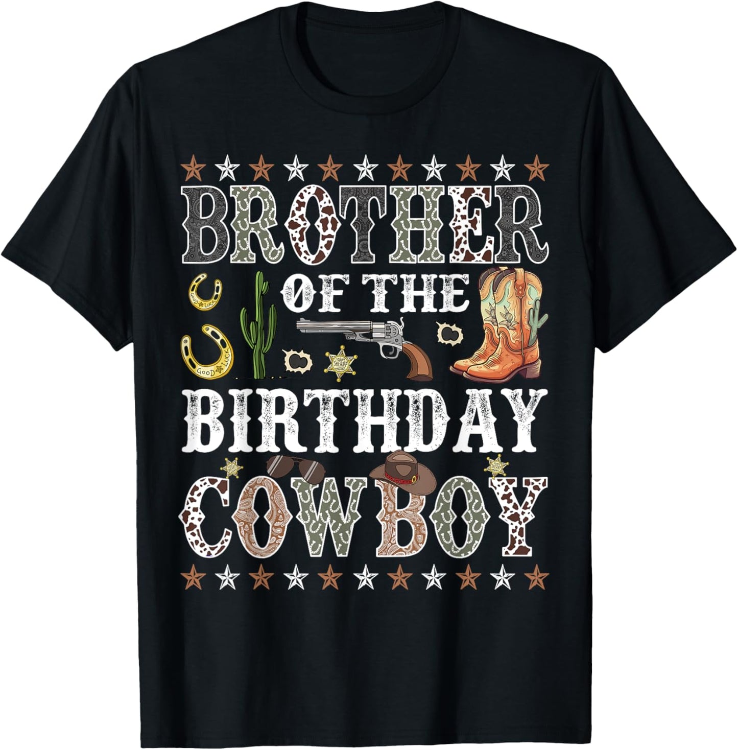 Brother Of The Birthday Cowboy Rodeo Brother T-Shirt - T-Shirt | Black