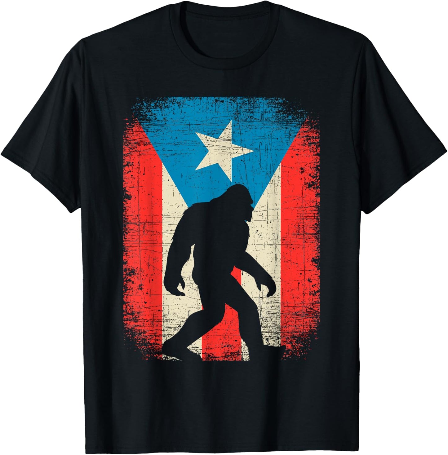 Bigfoot Puerto Rico Flag Funny Retro Vintage Boricua Kids T-Shirt - T-Shirt | Black